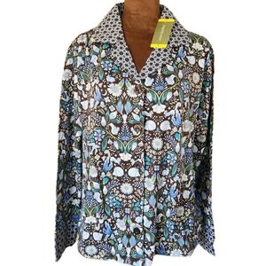NWT Vera Bradley Pajama Top S Cotton Sleep Shirt Fox Floral Forest Print